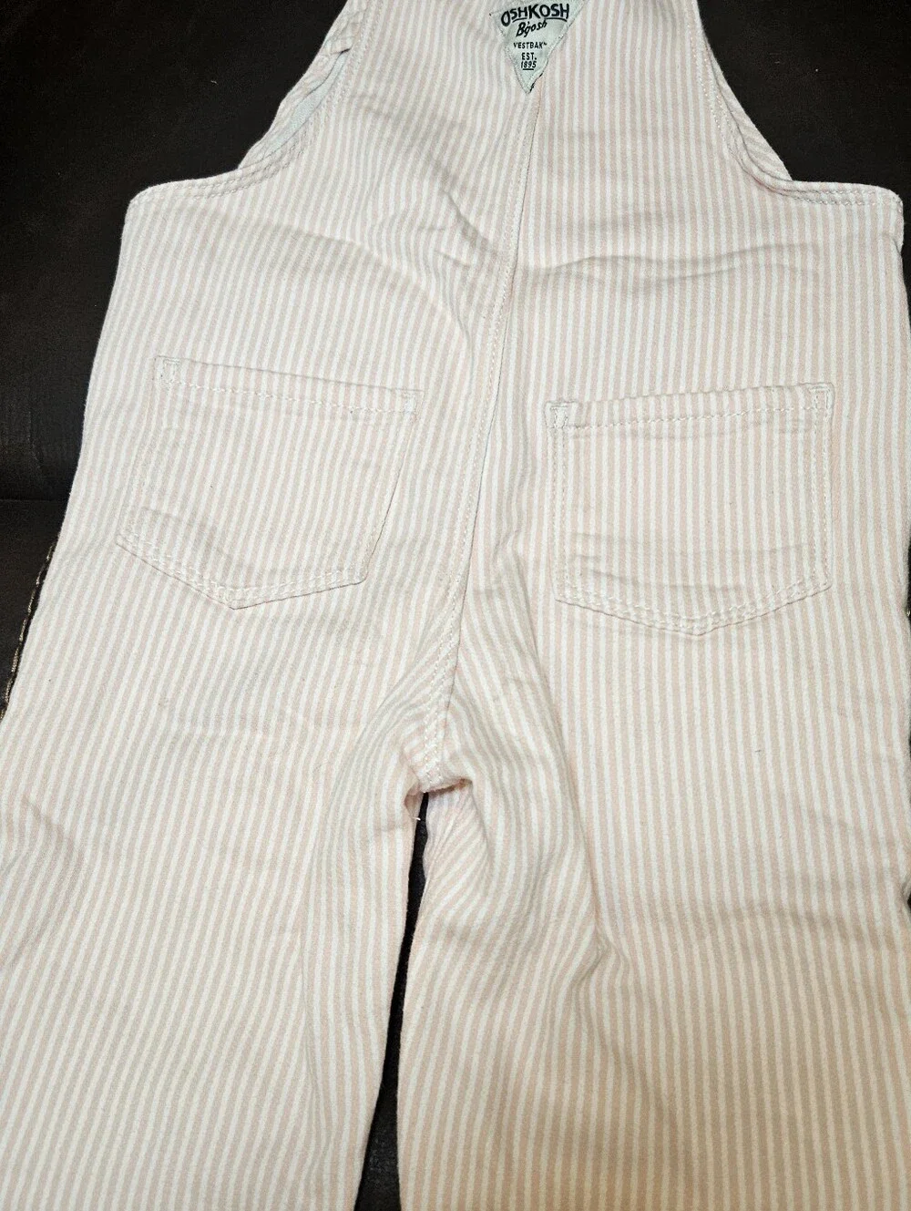OshKosh B'gosh Pale Pink & White Stripe Kids Overalls 3T
